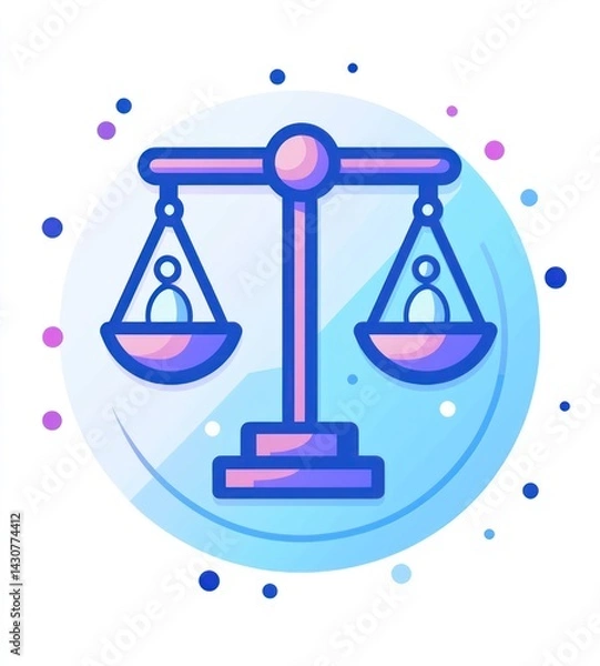 Fototapeta Balance scale, equal people, justice concept, website design
