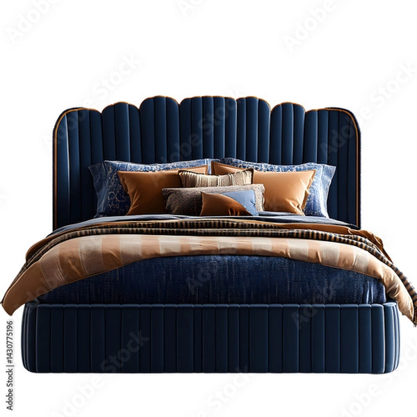 Obraz Teal striped bedding set isolated with transparent background