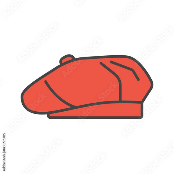 Obraz Authentic Beret. French Red Hat. Vector illustration