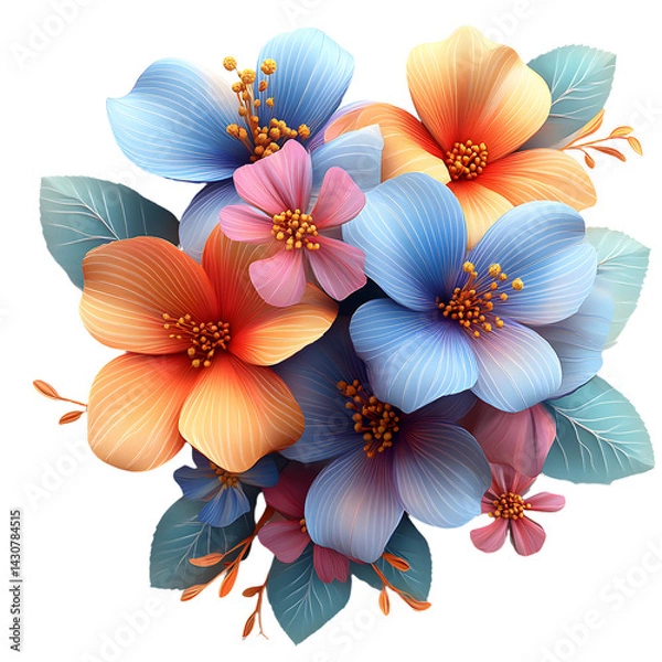 Obraz Colorful primroses bouquet, isolated, cut out transparent