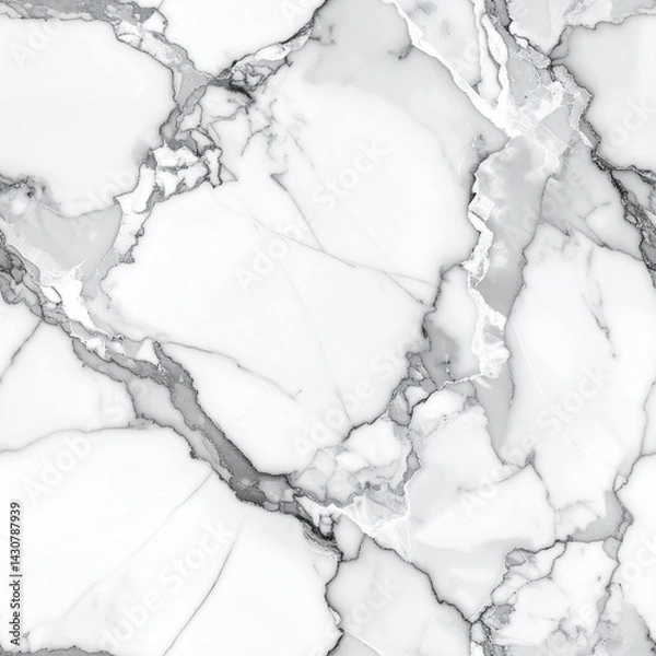 Fototapeta Luxurious Italian white marble texture with soft gray veins, polished surface, elegant and timeless look