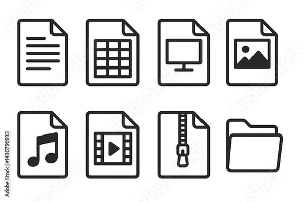 Obraz The various formats of computer files are documents, spreadsheets, presentations, images, audio, video, compressed zip files, and folders