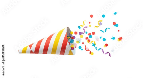 Obraz Isolated Party Popper with Confetti Exploding Celebration