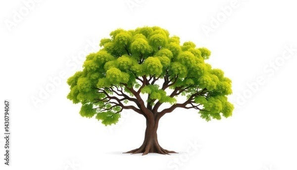 Obraz Vivid green tree isolated on white background