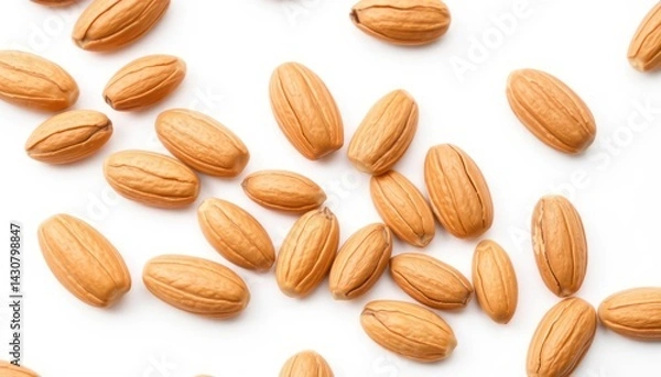 Obraz Almonds scattered on white background (5)