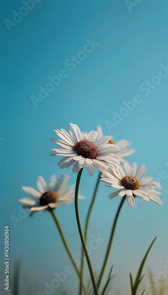 Fototapeta Vibrant Dandelion in Bloom: Close-Up Macro Shot of Purple and White Flowers in Summer Meadow with Blue Sky, Wild Grass, and Thistle | Nature, Flora, Spring