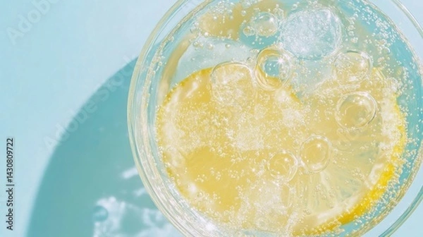 Fototapeta Refreshing lemon-infused sparkling water