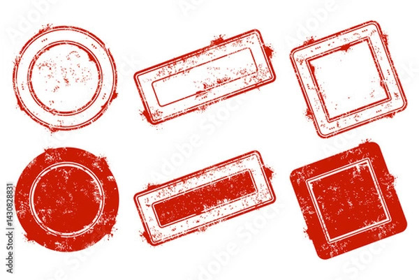 Obraz Collection of grunge postage stamps, squares and rectangles. Banners, insignia, logos, stamps, labels and badges. vector disaster textures. Empty forms. Retro frames.