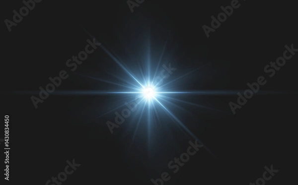Fototapeta Vector transparent overlay featuring sunlight with sun rays and glare, including lens flare, light leaks, light transitions. 