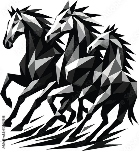 Obraz Abstract Vector Horse Illustrations Geometric and Graphic on White Background editable colors