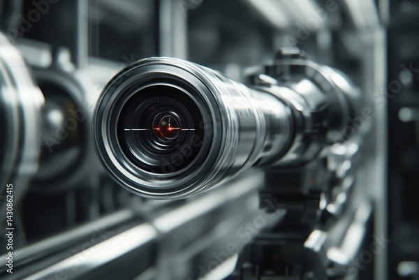 Fototapeta Close-up view of a precision camera lens in a modern photography studio setting