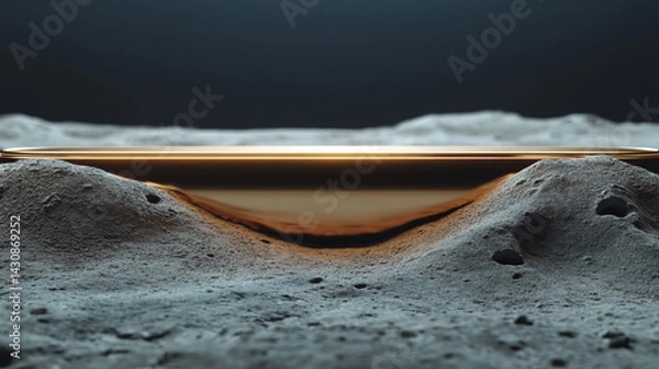 Obraz Futuristic Golden Object Landing on Moon Surface – Sci-Fi Space Exploration Scene