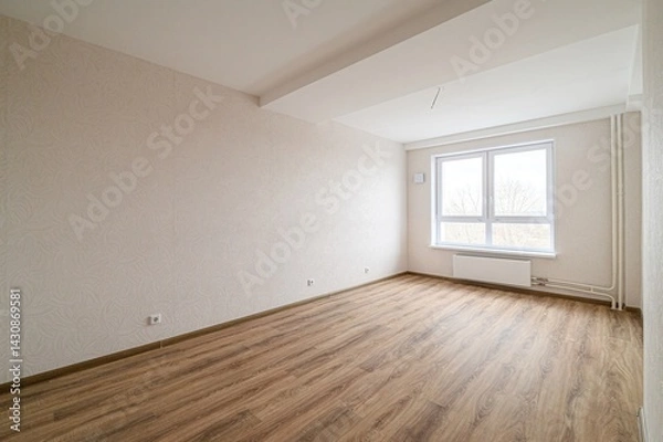 Fototapeta standard room interior apartment. view kind of decor home decoration in hostel house for sale. empty room renovated