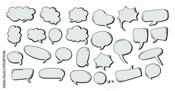 Fototapeta  Cloud speech bubbles collection. Retro empty comic speech bubbles.