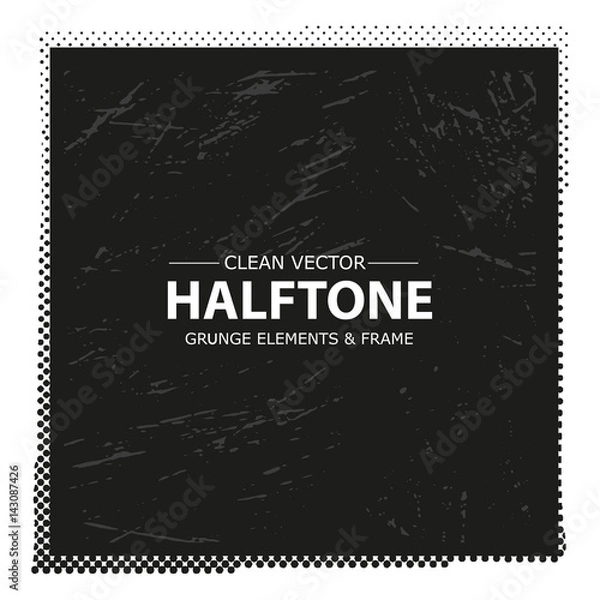 Fototapeta Abstract halftone dots frame, border. Vector grunge background