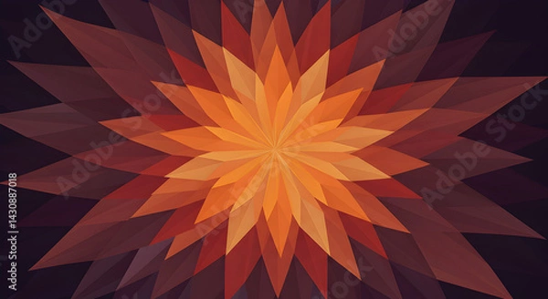 Fototapeta Abstract Geometric Flower Burst With Warm Tones For Modern Backgrounds