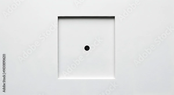 Fototapeta Symmetrical White Square Frame With Black Point In The Center Minimalistic Concept