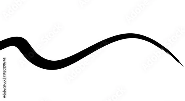 Fototapeta Elegant Black Fluid Line on White Backdrop, Minimalist Artistic Design Element