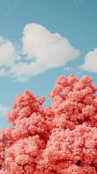 Fototapeta A Serene Pink Bloom Canopy Underneath a Sky of excellence in splendor beyond compare with grace