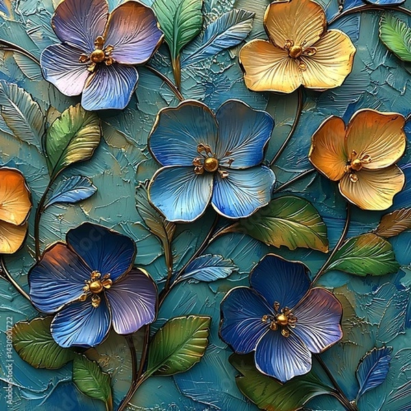 Obraz Colorful textured floral art composition high resolution picture