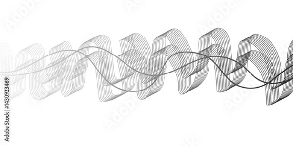 Fototapeta Abstract grey wave lines on transparent background. Design for banner, wallpaper, background and many more. Undulate Grey Wave Swirl, frequency sound wave, twisted curve lines with blend effect.