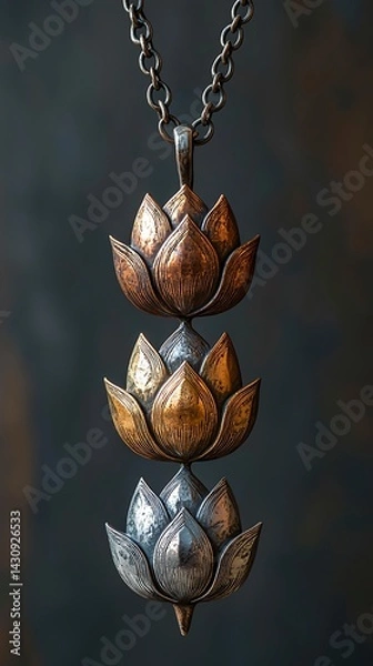 Obraz Vertical metallic lotus flower necklace high resolution picture