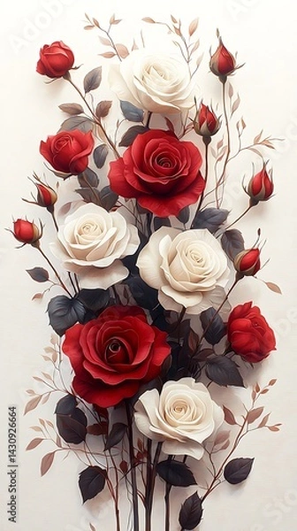 Obraz Vertical ombre rose bouquet floral art high resolution picture