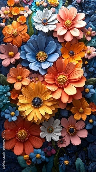 Obraz Vibrant floral artwork with dynamic colors high resolution picture