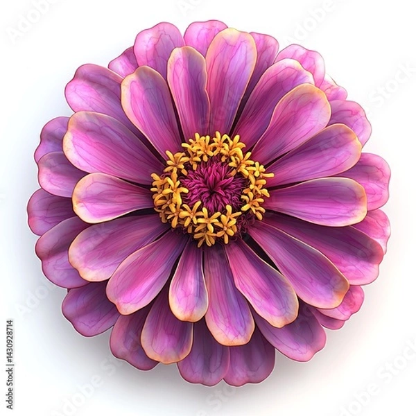 Obraz Vivid magenta zinnia bloom with yellow center high resolution images