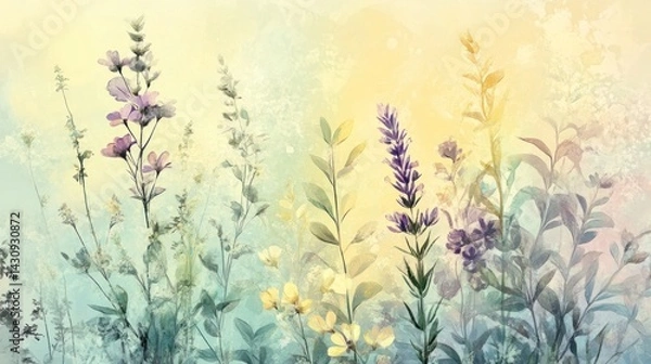 Obraz Soft pastel wildflowers in a meadow