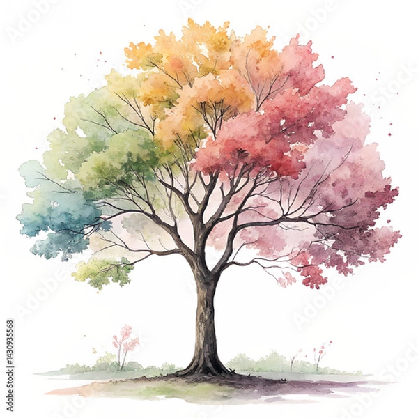 Obraz Watercolor tree isolated on transparent background