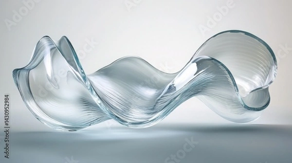 Fototapeta Elegant Glass Sculpture with Fluid Waves and Smooth Curves