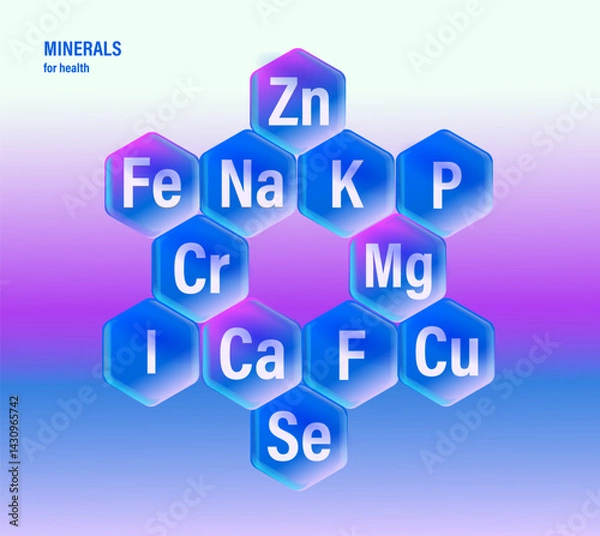 Fototapeta Set of microelements (minerals) useful for human health