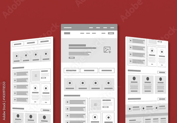 Fototapeta Wireframe Structure Examples for Landing Page