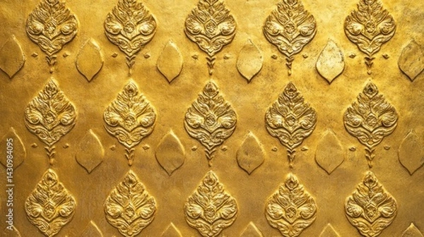 Obraz Intricate Gold Leaf Pattern on Decorative Surface with Detail