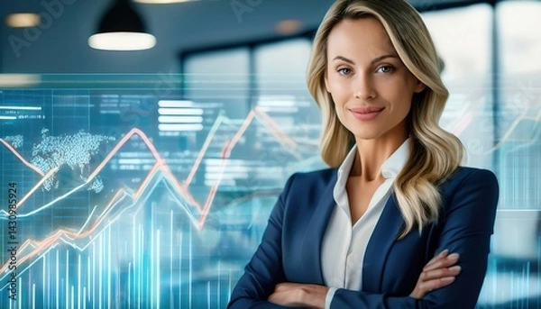 Obraz Focused business professional engages in strategic planning amidst financial data analysis.