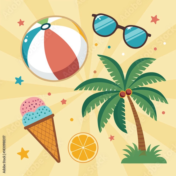 Fototapeta Hello Summer Beach Texture Colorful Text Creative