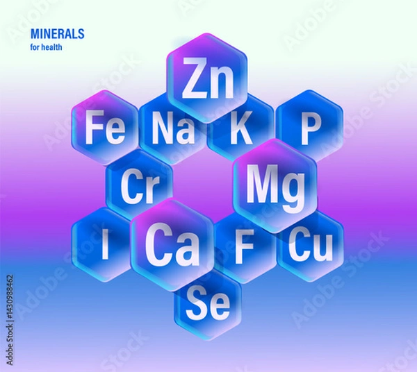 Fototapeta Set of microelements (minerals) useful for human health