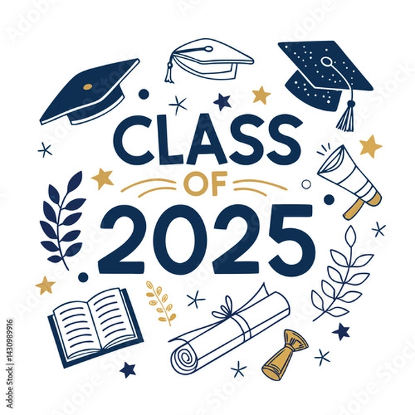 Fototapeta class of 2025 education text vector 