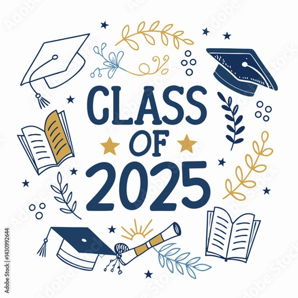 Fototapeta class of 2025 education text vector 