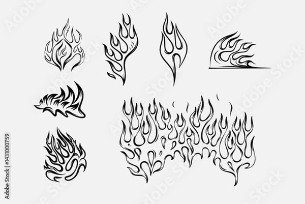 Fototapeta Outline Flame Hand Drawn Vector Image