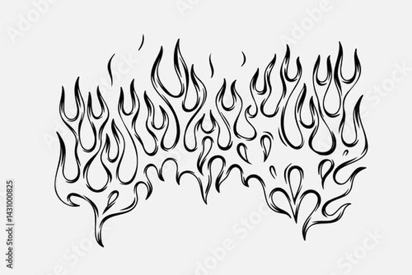 Fototapeta Outline Flame Hand Drawn Vector Image