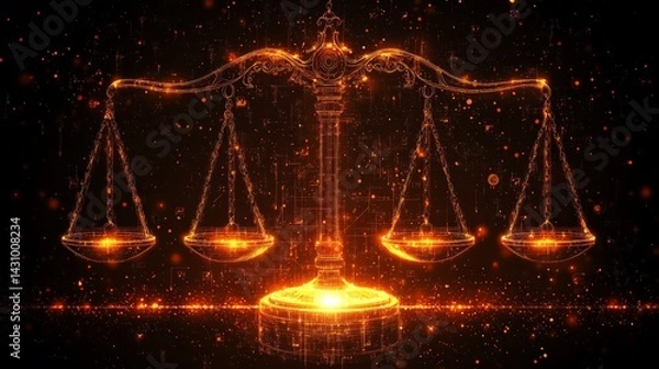 Fototapeta Justice Scales, Digital Glow, Abstract Art