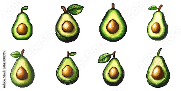 Fototapeta Pixel Art of Avocado