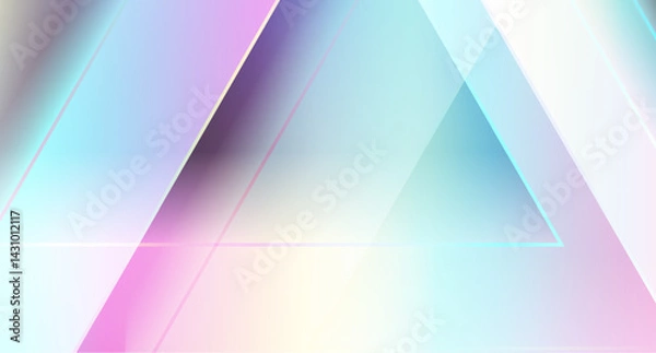 Fototapeta Holographic pastel triangles geometric abstract tech background. Vector art colorful design