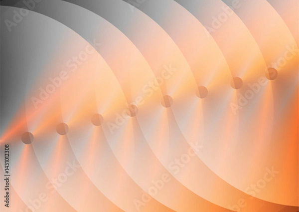 Fototapeta Orange and grey metallic glossy circles abstract minimal tech background. Geometric creative vector design