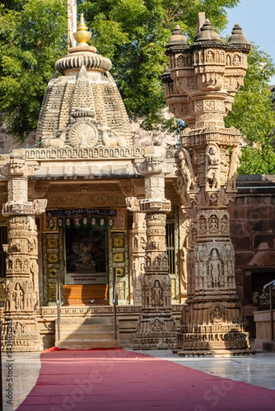 Fototapeta ancient jain temple artistic architecture at day from different angle