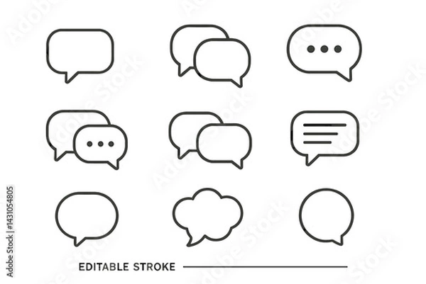 Fototapeta Vector icon set featuring various speech bubbles for communication and dialogue design
