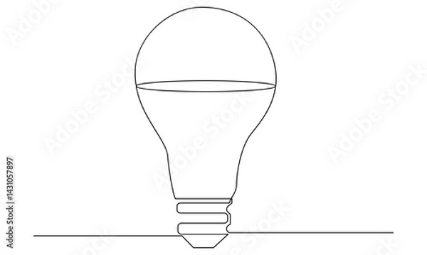 Fototapeta Vector continuous one simple single abstract line drawing of Light bulb creativity concept isolated on a white background