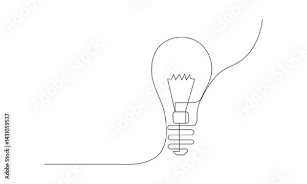 Obraz Vector continuous one simple single abstract line drawing of Light bulb creativity concept isolated on a white background